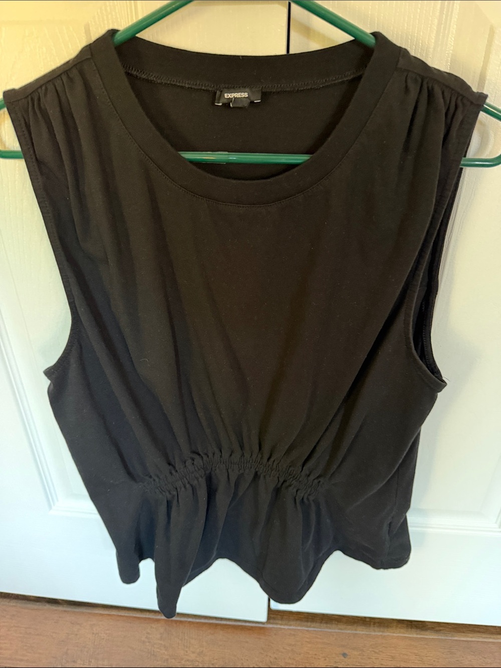 Express Black Sleeveless Cinch-Waist Tank